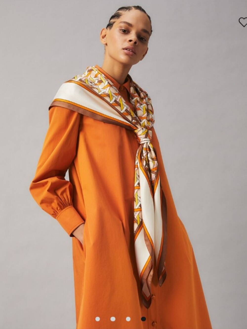 Tory Burch Basked  - Weave Logo Oversized Orange and White Graphic Silk Scarf 53